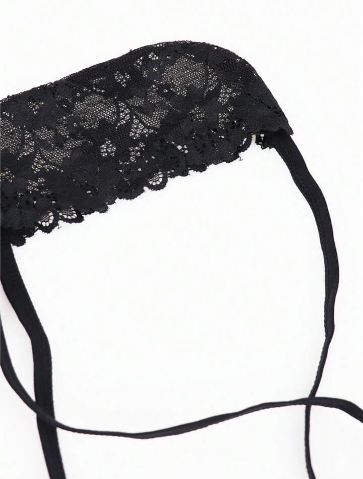 Fashionable Lace Trim Seamless Briefs For Men, Black, Waist Fit